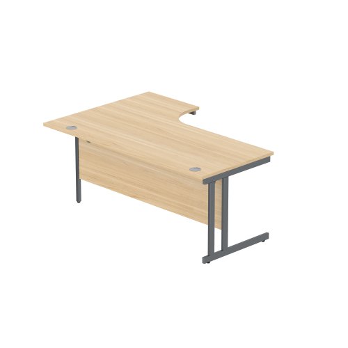 CORE1812RHDUOKGRP Office Right Hand Corner Desk with Steel Double Upright Cantilever Frame (FSC) 1800X1200 Oak/Graphite