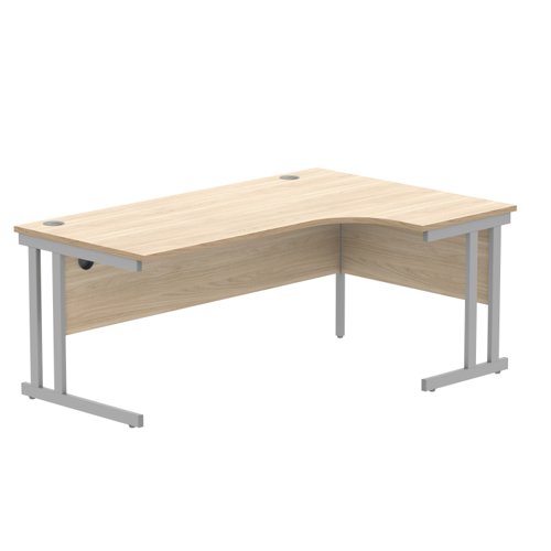 Office Right Hand Corner Desk With Steel Double Upright Cantilever Frame 1800X1200 Oak/Silver