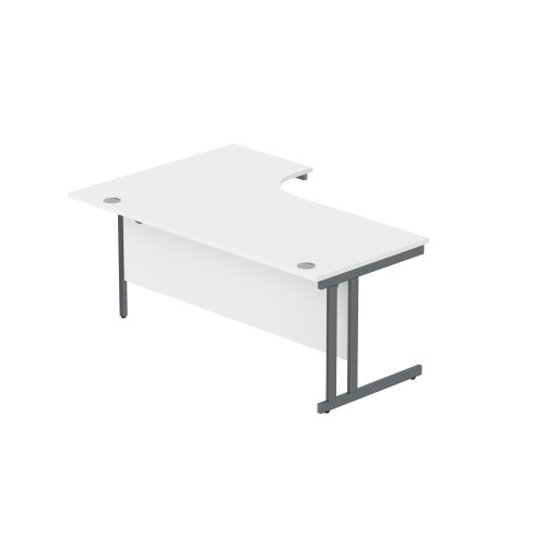 CORE1812RHDUWHTGRP Office Right Hand Corner Desk with Steel Double Upright Cantilever Frame (FSC) 1800X1200 White/Graphite