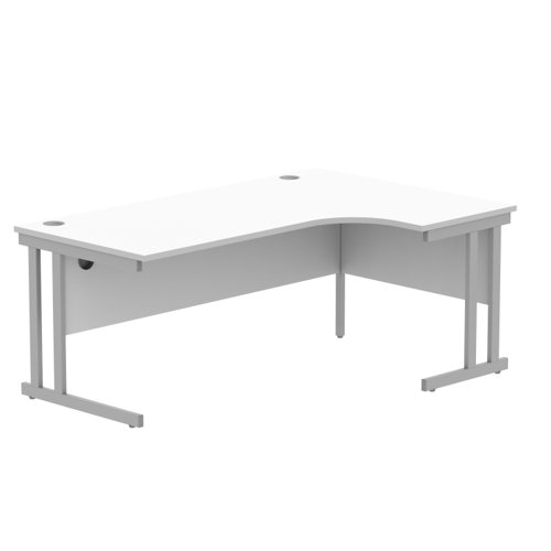 Office Right Hand Corner Desk With Steel Double Upright Cantilever Frame 1800X1200 White/Silver