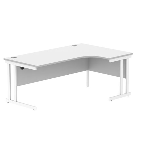 Office Right Hand Corner Desk With Steel Double Upright Cantilever Frame 1800X1200 White/White