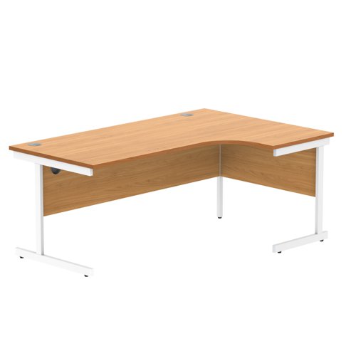 Office Right Hand Corner Desk With Steel Single Upright Cantilever Frame 1800X1200 Beech/White