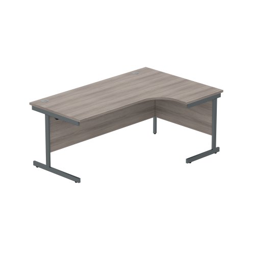 Office Right Hand Corner Desk with Steel Single Upright Cantilever Frame (FSC) 1800X1200 Grey Oak/Graphite