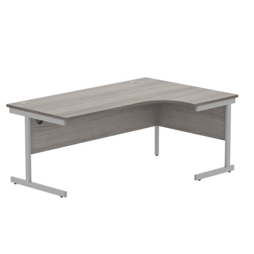 Office Right Hand Corner Desk With Steel Single Upright Cantilever Frame 1800X1200 Grey Oak/Silver