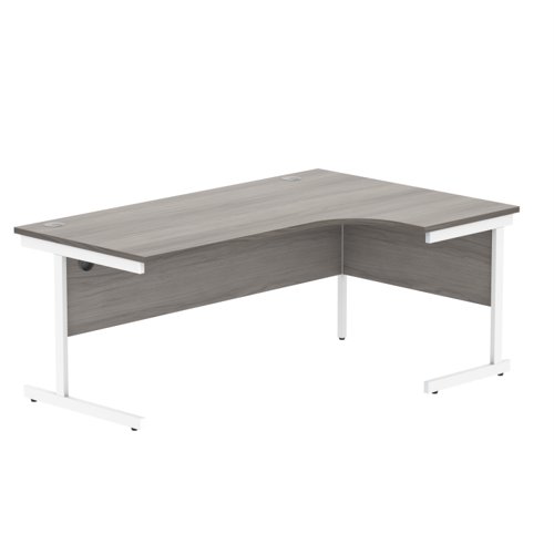 Office Right Hand Corner Desk With Steel Single Upright Cantilever Frame 1800X1200 Grey Oak/White
