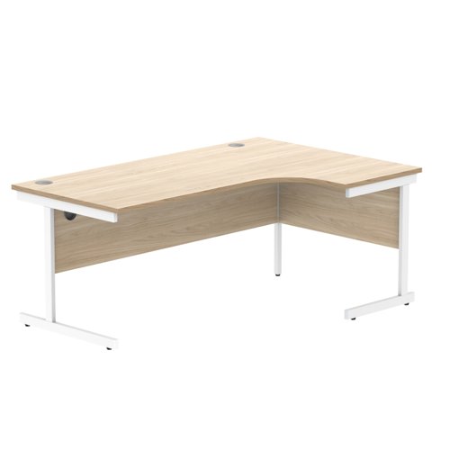 Office Right Hand Corner Desk With Steel Single Upright Cantilever Frame 1800X1200 Oak/White