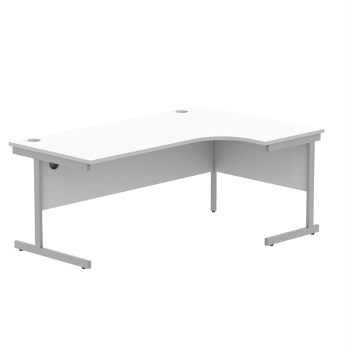 Office Right Hand Corner Desk With Steel Single Upright Cantilever Frame 1800X1200 White/Silver