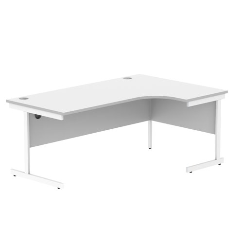 Office Right Hand Corner Desk With Steel Single Upright Cantilever Frame 1800X1200 White/White