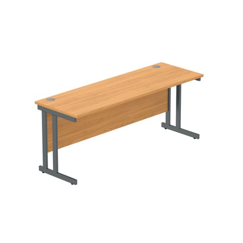 Office Rectangular Desk with Steel Double Upright Cantilever Frame (FSC) 1800X600 Norwegian Beech/Graphite
