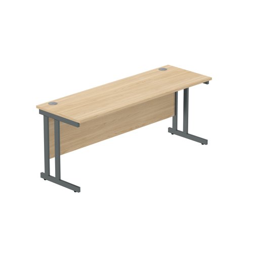 Office Rectangular Desk with Steel Double Upright Cantilever Frame (FSC) 1800X600 Canadian Oak/Graphite