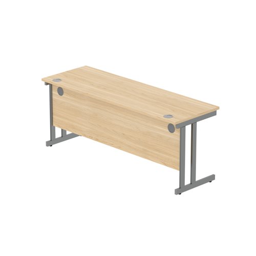 CORE1860DUOKGRP Office Rectangular Desk with Steel Double Upright Cantilever Frame (FSC) 1800X600 Canadian Oak/Graphite