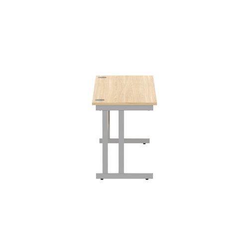 Office Rectangular Desk with Steel Double Upright Cantilever Frame (FSC) 1800X600 Canadian Oak/Silver
