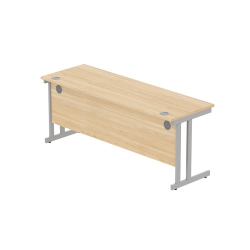 Office Rectangular Desk with Steel Double Upright Cantilever Frame (FSC) 1800X600 Canadian Oak/Silver
