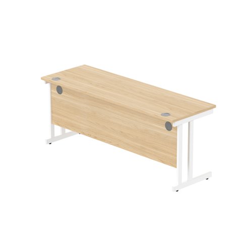 Office Rectangular Desk with Steel Double Upright Cantilever Frame (FSC) 1800X600 Canadian Oak/White