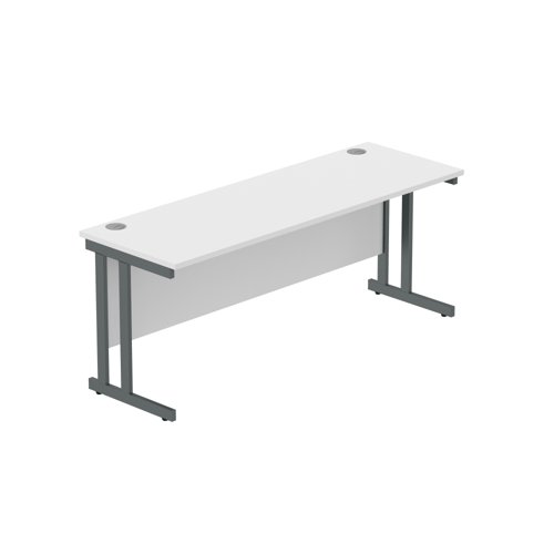 Office Rectangular Desk with Steel Double Upright Cantilever Frame (FSC) 1800X600 Arctic White/Graphite