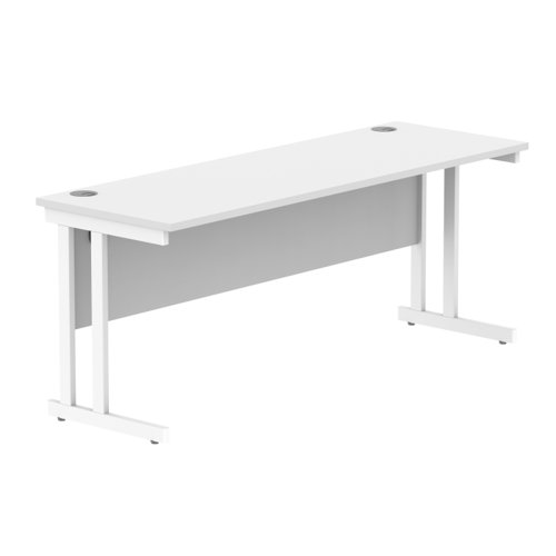 Office Rectangular Desk With Steel Double Upright Cantilever Frame 1800X600 Arctic White/White