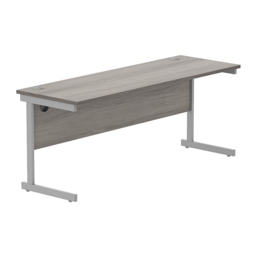 Office Rectangular Desk With Steel Single Upright Cantilever Frame 1800X600 Alaskan Grey Oak/Silver