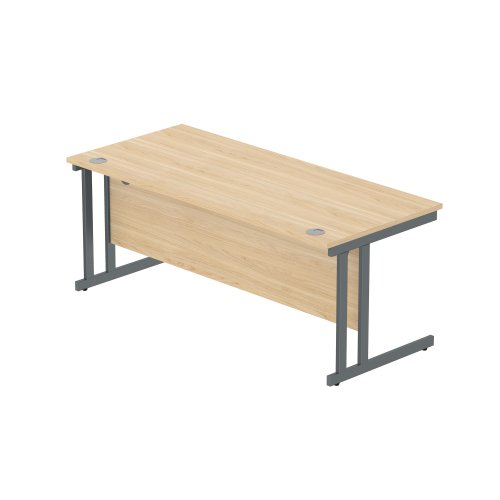 Office Rectangular Desk with Steel Double Upright Cantilever Frame (FSC) 1800X800 Canadian Oak/Graphite