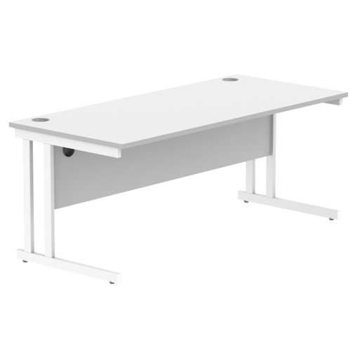 Office Rectangular Desk With Steel Double Upright Cantilever Frame 1800X800 Arctic White/White