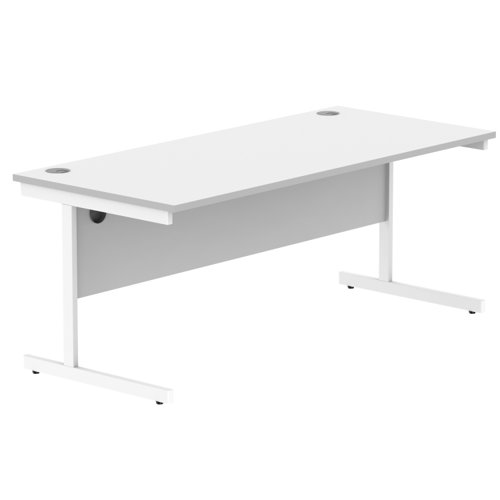 Office Rectangular Desk With Steel Single Upright Cantilever Frame 1800X800 Arctic White/White