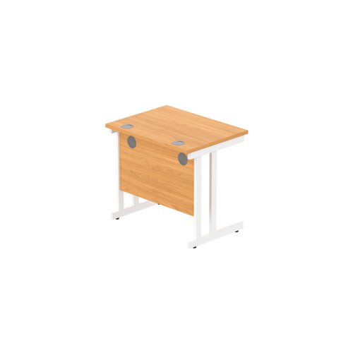 Office Rectangular Desk with Steel Double Upright Cantilever Frame (FSC) 800X600 Norwegian Beech/White