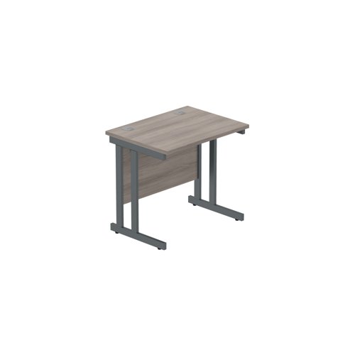 Office Rectangular Desk with Steel Double Upright Cantilever Frame (FSC) 800X600 Alaskan Grey Oak/Graphite