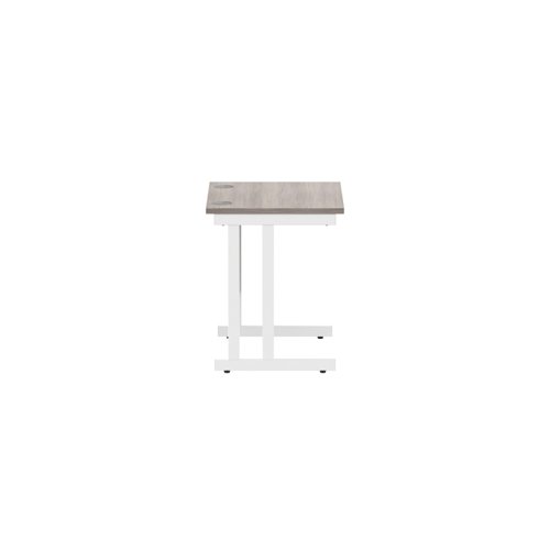 Office Rectangular Desk with Steel Double Upright Cantilever Frame (FSC) 800X600 Alaskan Grey Oak/White