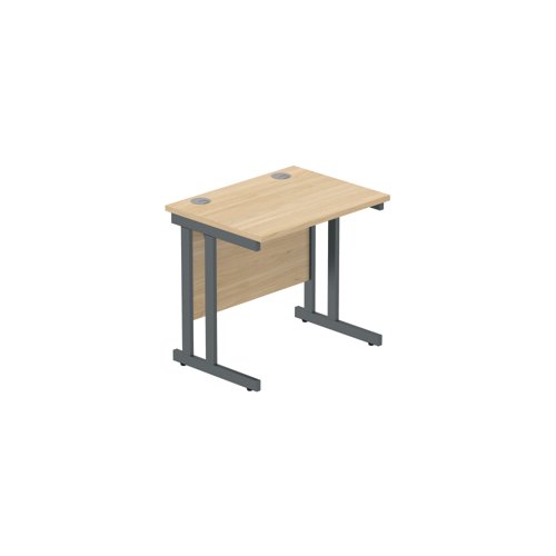 Office Rectangular Desk with Steel Double Upright Cantilever Frame (FSC) 800X600 Canadian Oak/Graphite