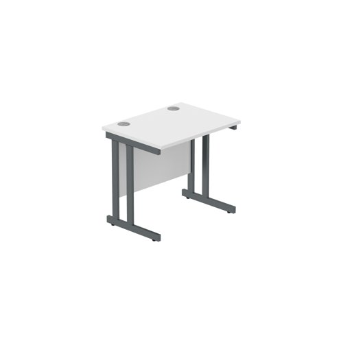 Office Rectangular Desk with Steel Double Upright Cantilever Frame (FSC) 800X600 Arctic White/Graphite