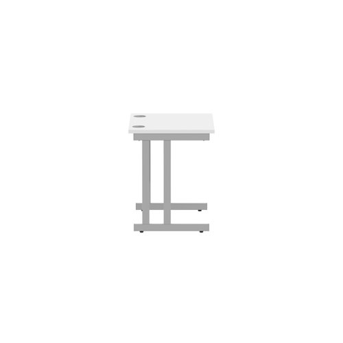 Office Rectangular Desk with Steel Double Upright Cantilever Frame (FSC) 800X600 Arctic White/Silver