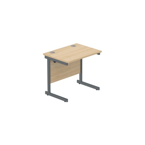 Office Rectangular Desk with Steel Single Upright Cantilever Frame (FSC) 800X600 Canadian Oak/Graphite
