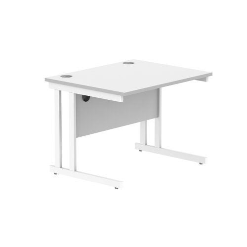 Office Rectangular Desk With Steel Double Upright Cantilever Frame 800X800 Arctic White/White
