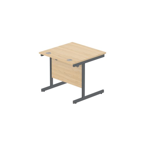 Office Rectangular Desk with Steel Single Upright Cantilever Frame (FSC) 800X800 Canadian Oak/Graphite