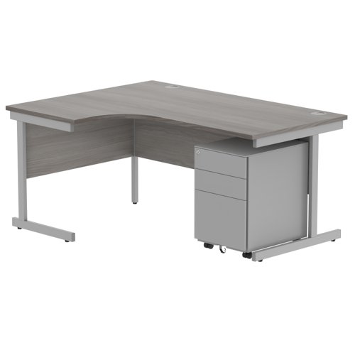 CORE Single Upright Left Hand Radial Desk + Under Desk Steel Pedestal 3 Drawers
