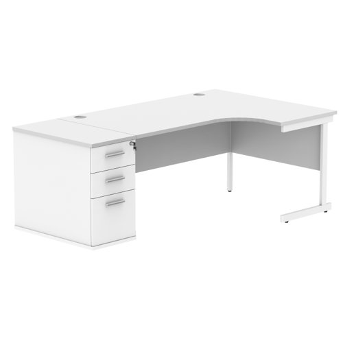 Single Upright Right Hand Radial Desk + Desk High Pedestal 800mm Deep Pedestal 1600 X 1200 Arctic White/White