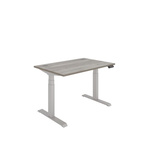 Office Rectangular Dual Motor Sit Stand Desk  1200X800 Grey Oak/Silver