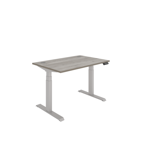 Office Rectangular Dual Motor Sit Stand Desk  1200X800 Grey Oak/Silver