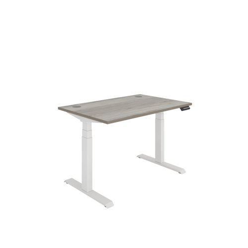Office Rectangular Dual Motor Sit Stand Desk  1200X800 Grey Oak/White