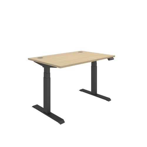 Office Rectangular Dual Motor Sit Stand Desk  1200X800 Oak/Black