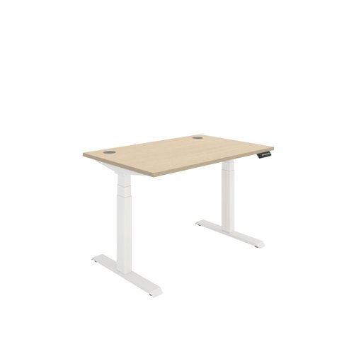 Office Rectangular Dual Motor Sit Stand Desk  1200X800 Oak/White