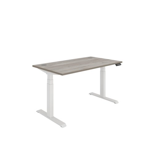 Office Rectangular Dual Motor Sit Stand Desk  1400X800 Grey Oak/White