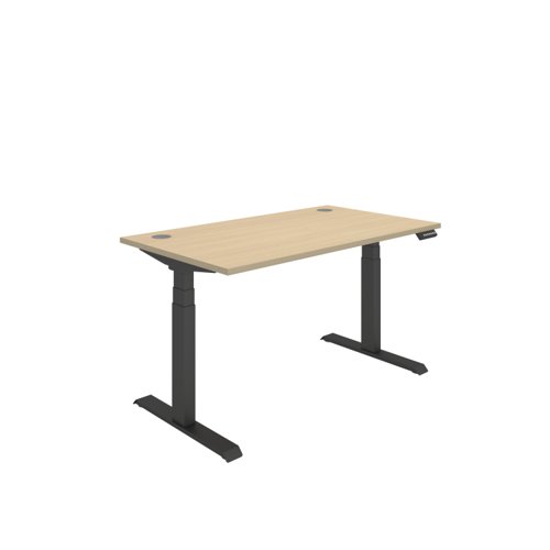 Office Rectangular Dual Motor Sit Stand Desk  1400X800 Oak/Black