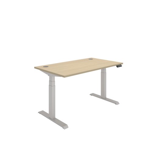 Office Rectangular Dual Motor Sit Stand Desk  1400X800 Oak/Silver