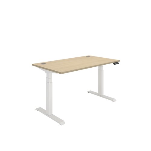 Office Rectangular Dual Motor Sit Stand Desk  1400X800 Oak/White