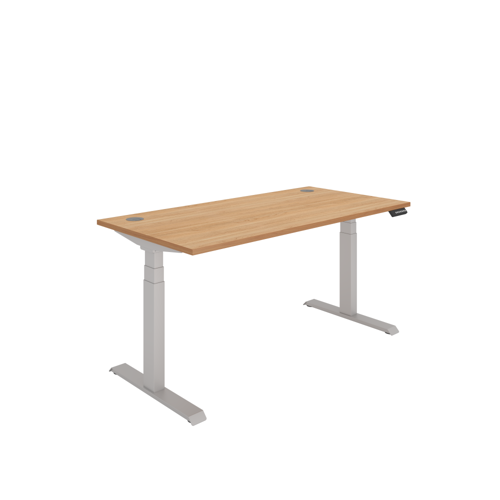 Office Rectangular Dual Motor Sit Stand Desk  1600X800 Beech/Silver