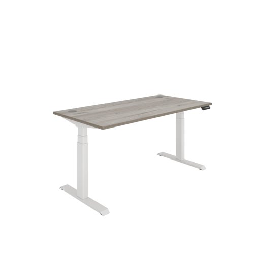 Office Rectangular Dual Motor Sit Stand Desk  1600X800 Grey Oak/White