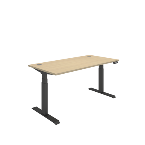 Office Rectangular Dual Motor Sit Stand Desk  1600X800 Oak/Black