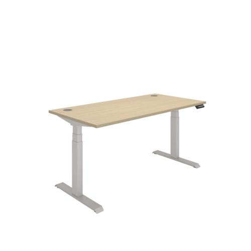 Office Rectangular Dual Motor Sit Stand Desk  1600X800 Oak/Silver