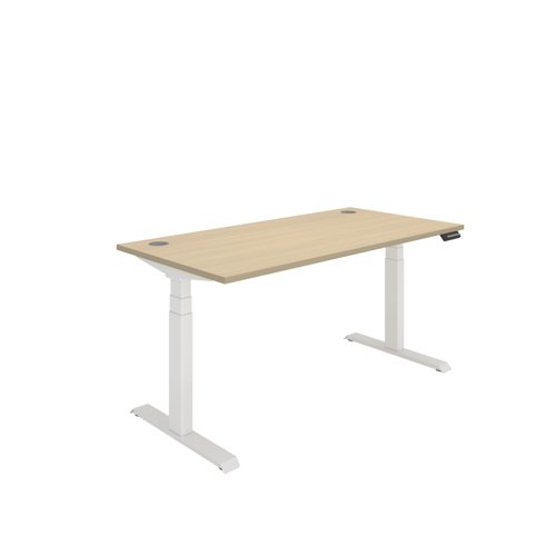 Office Rectangular Dual Motor Sit Stand Desk  1600X800 Oak/White