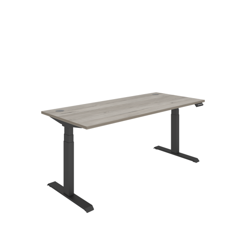 Office Rectangular Dual Motor Sit Stand Desk  1800X800 Grey Oak/Black
